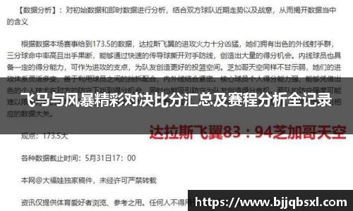 飞马与风暴精彩对决比分汇总及赛程分析全记录